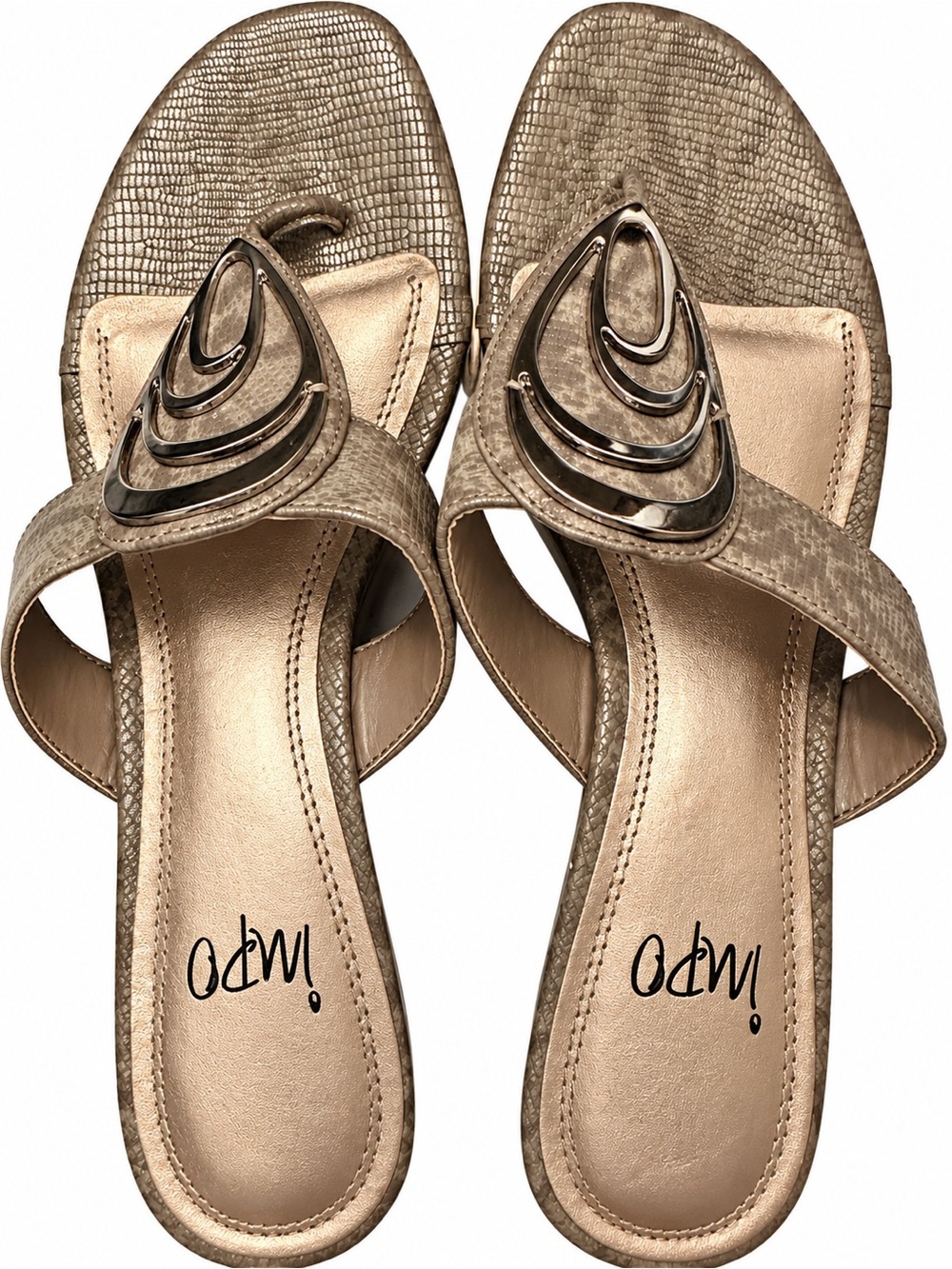 Impo Embellished Sandals Brown Goldish Womens low heal US 9.5